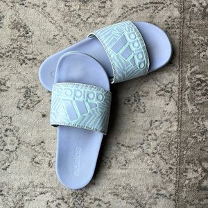 Hardly worn.. comfy slide on, purple & mint green